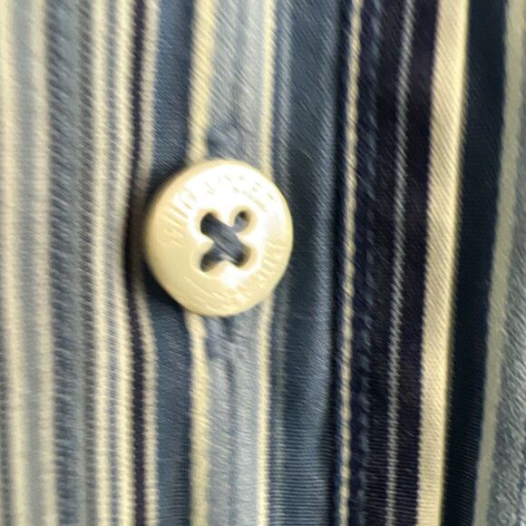 Bugatchi Uomo Dress Shirt Blue Striped Classic Fit Button Up Mens Size Large L - Picture 5 of 11